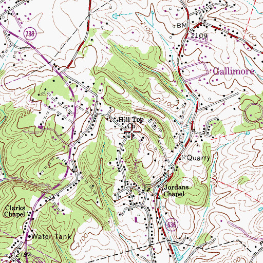 Topographic Map of Hill Top Church, VA