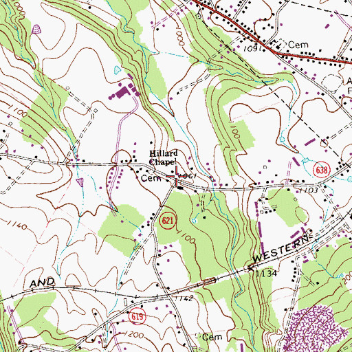 Topographic Map of Hillard Chapel, VA