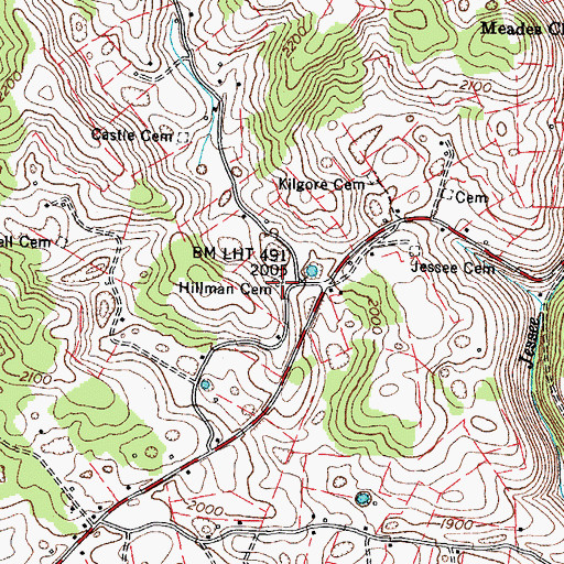Topographic Map of Hillman Cemetery, VA