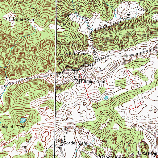 Topographic Map of Hillman Cemetery, VA