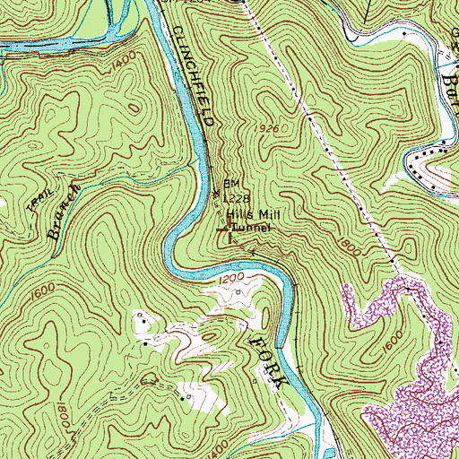Topographic Map of Hills Mill Tunnel, VA