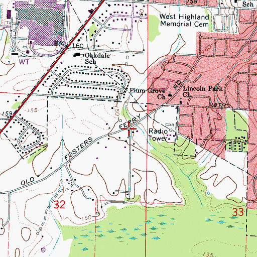 Topographic Map of Old Fosters Ferry Road Church of God, AL