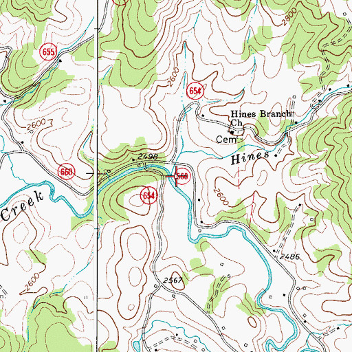 Topographic Map of Hines Branch, VA