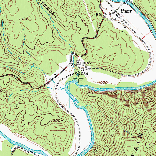 Topographic Map of Hipes Branch, VA