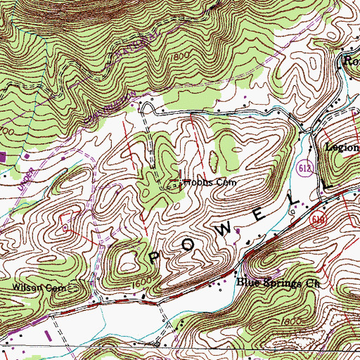 Topographic Map of Hobbs Cemetery, VA