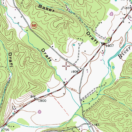 Topographic Map of Hodges Draft, VA