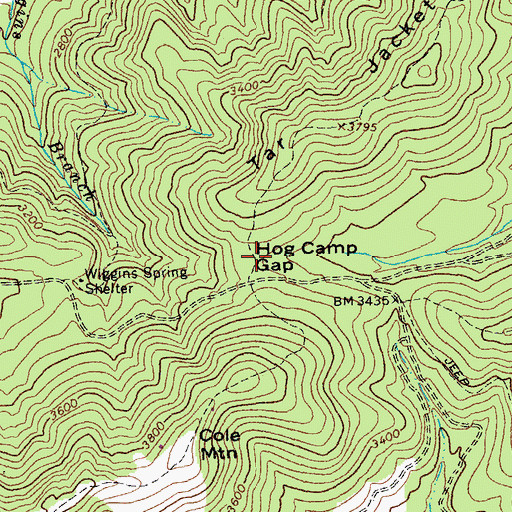 Topographic Map of Hog Camp Gap, VA