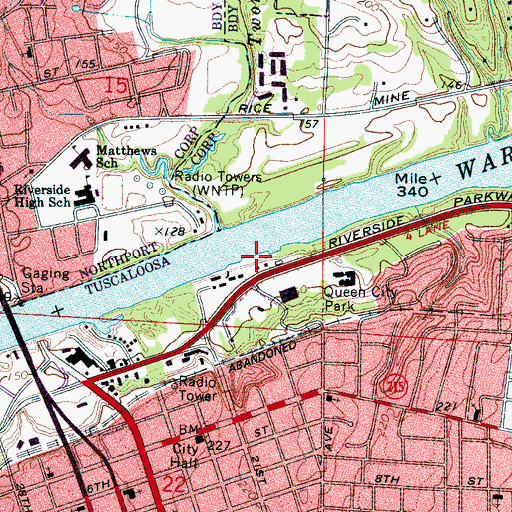 Topographic Map of Old Lock Number Ten (historical), AL