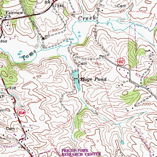 Topographic Map of Hoge Pond, VA