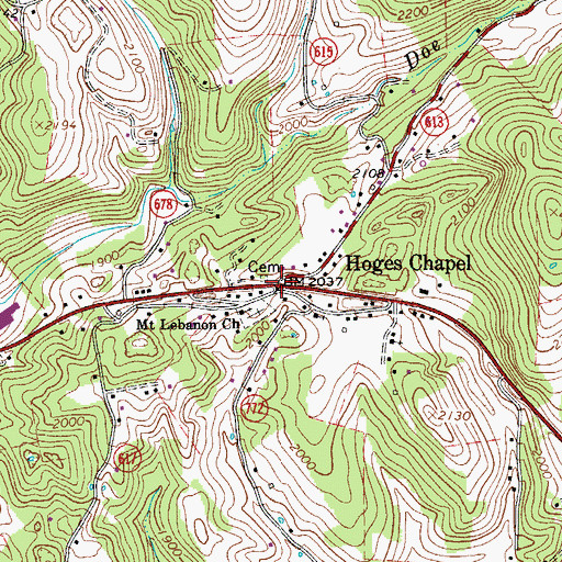 Topographic Map of Hoges Chapel, VA