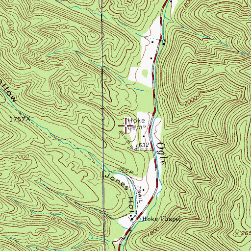 Topographic Map of Hoke Cemetery, VA