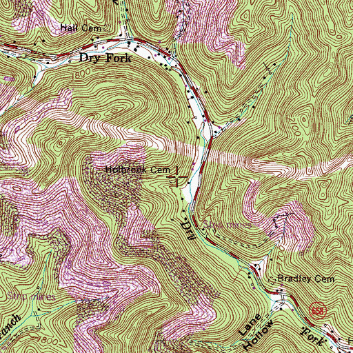 Topographic Map of Holbrook Cemetery, VA