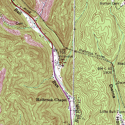 Topographic Map of Holbrook Cemetery, VA