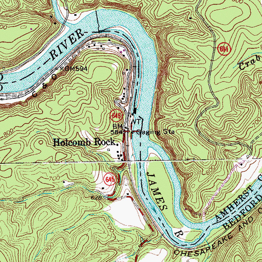 Topographic Map of Holcomb Rock, VA