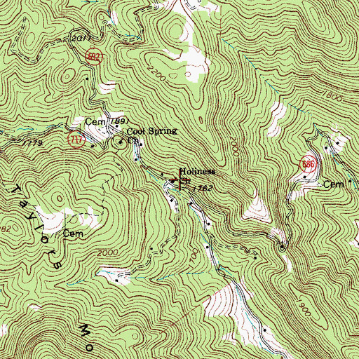Topographic Map of Holiness Church, VA
