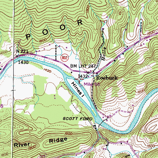 Topographic Map of Holly Creek, VA