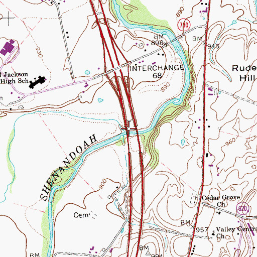 Topographic Map of Holmans Creek, VA