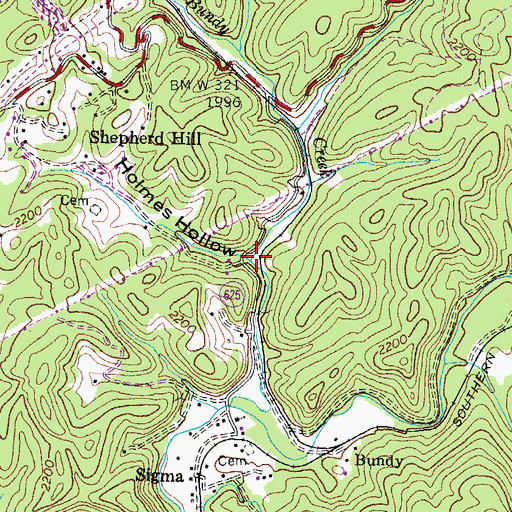 Topographic Map of Holmes Hollow, VA
