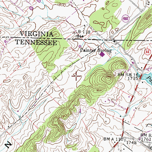 Topographic Map of Holston Valley, TN