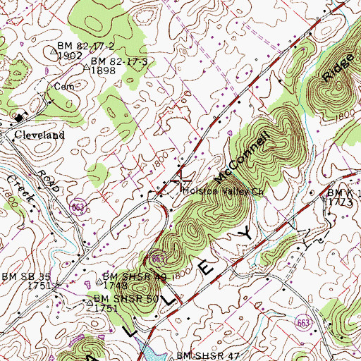 Topographic Map of Holston Valley Church, VA