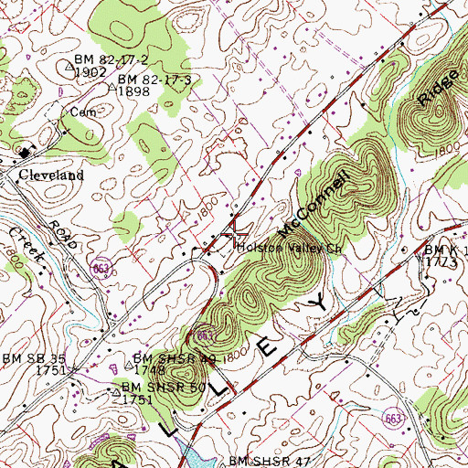 Topographic Map of Holston Valley Church, VA