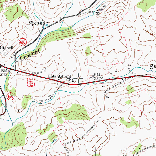 Topographic Map of Holy Advent Church, VA