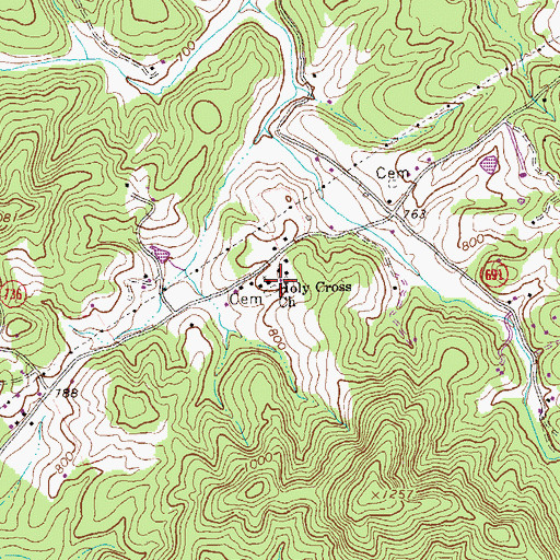 Topographic Map of Holy Cross Church, VA