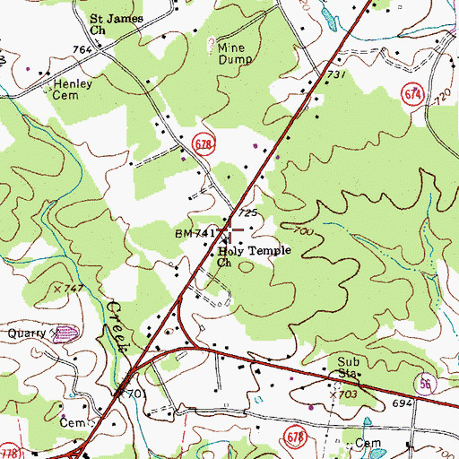 Topographic Map of Holy Temple Church, VA