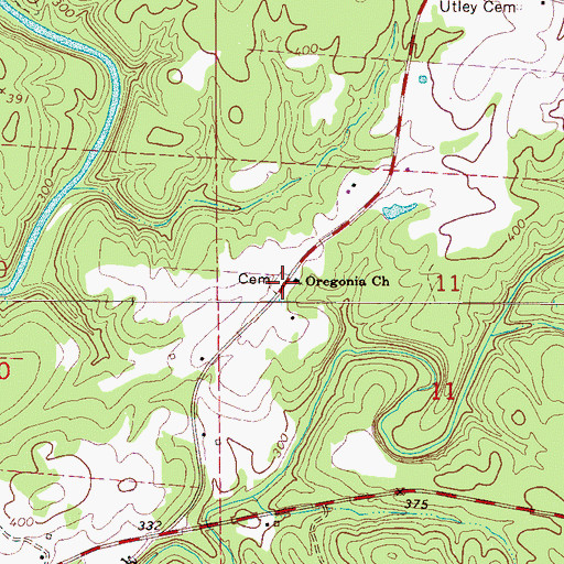 Topographic Map of Oregonia Cemetery, AL