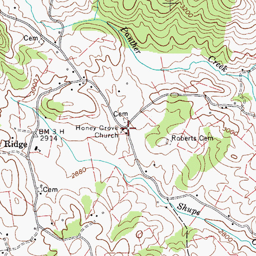 Topographic Map of Honey Grove Church, VA
