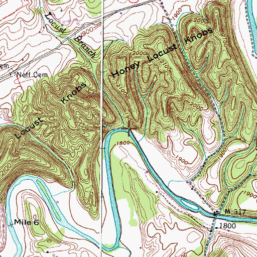 Topographic Map of Honey Locust Branch, VA