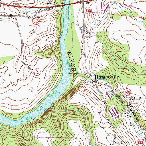 Topographic Map of Honey Run, VA