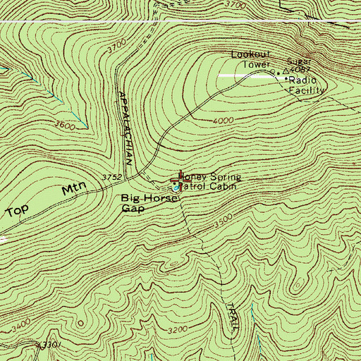 Topographic Map of Honey Spring Patrol Cabin, VA