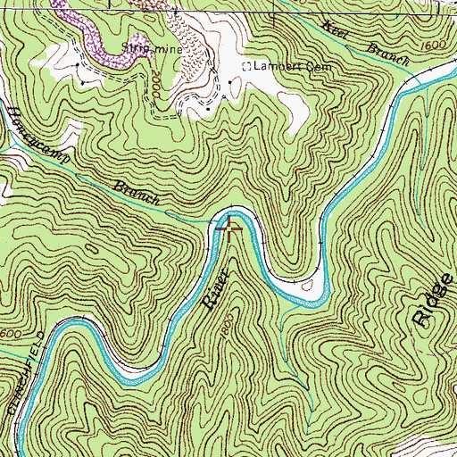 Topographic Map of Honeycamp Branch, VA