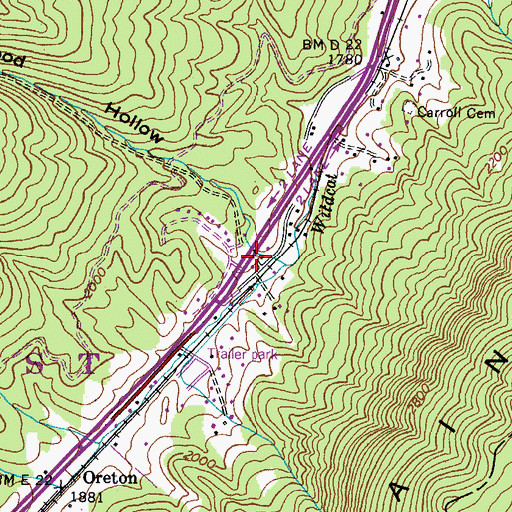 Topographic Map of Hood Hollow, VA