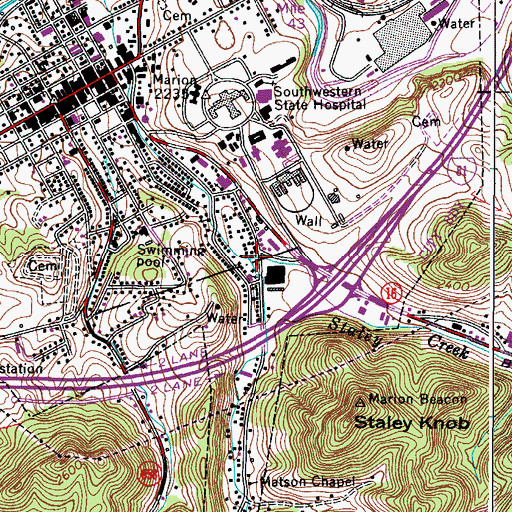 Topographic Map of Hooks Branch, VA