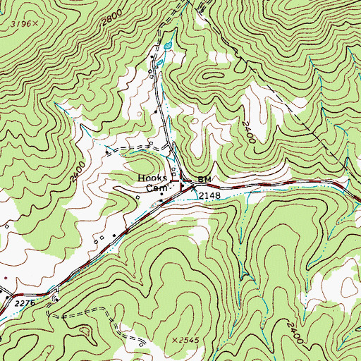 Topographic Map of Hooks Cemetery, VA