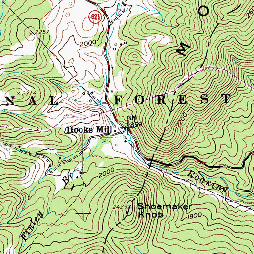 Topographic Map of Hooks Mill, VA