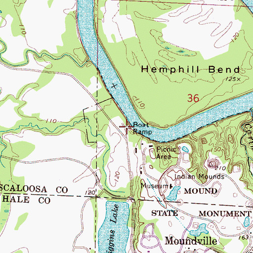 Topographic Map of O T Princes Landing, AL
