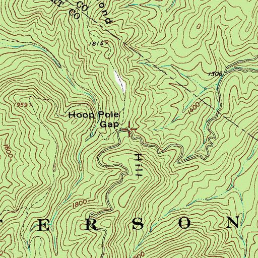 Topographic Map of Hoop Pole Gap, VA