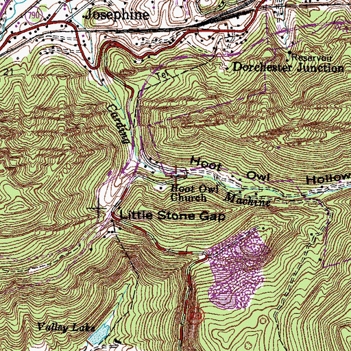 Topographic Map of Hoot Owl Church, VA