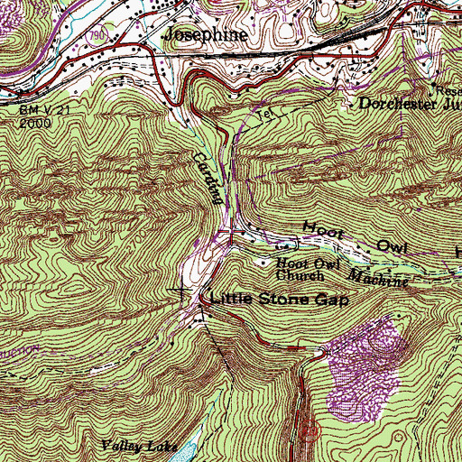 Topographic Map of Hoot Owl Hollow, VA