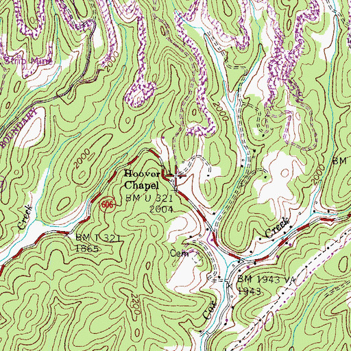 Topographic Map of Hoover Chapel, VA