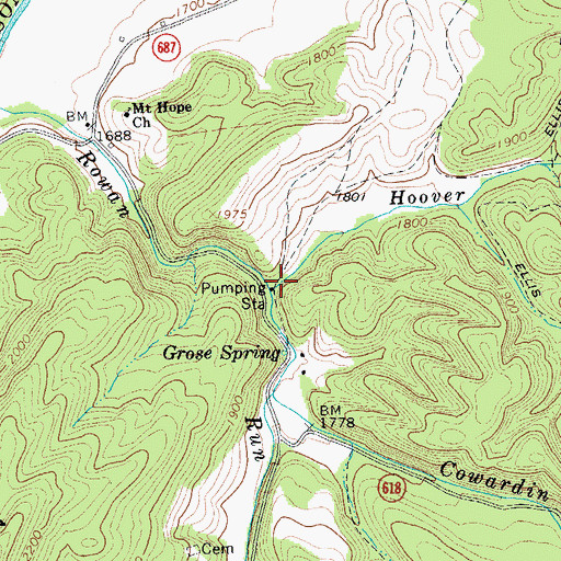 Topographic Map of Hoover Run, VA