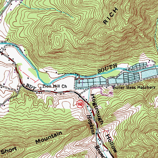 Topographic Map of Hopkins Branch, VA