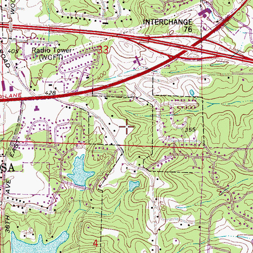 Topographic Map of Oxford Gate, AL