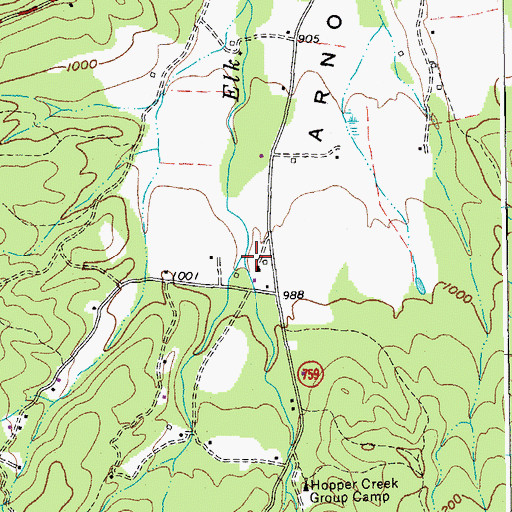 Topographic Map of Hopper Creek, VA