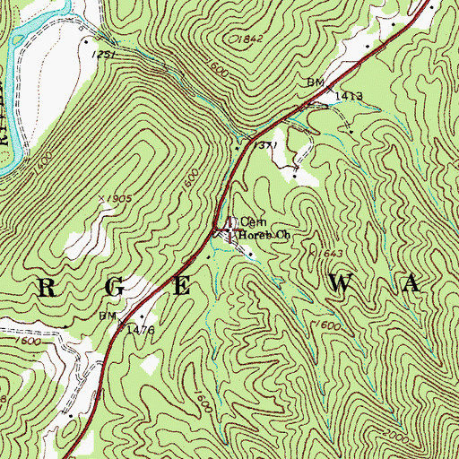 Topographic Map of Horeb Baptist Church, VA