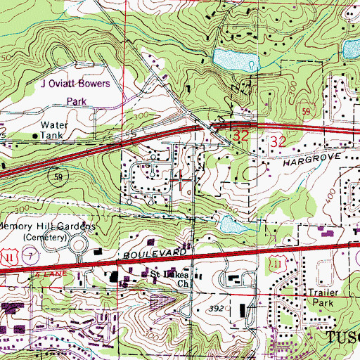 Topographic Map of Parkside, AL