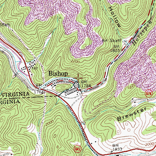 Topographic Map of Horsepen Creek, VA